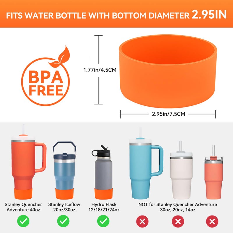 PICcircuit 2PCS for Stanley Boot, Silicone Bottom for Quencher Adventure 40oz 30oz IceFlow 20oz 30oz Bottle&for Hydroflask Tumbler 12-24oz for Stanley Cup Accessories Avoid Scratches&Noise - Image 2